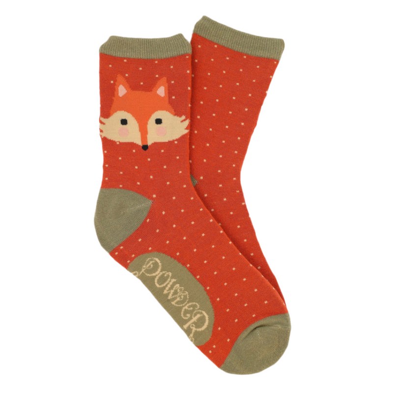 Powder Designs Bamboo Socks Cheeky Fox Tangerine SOC540 main