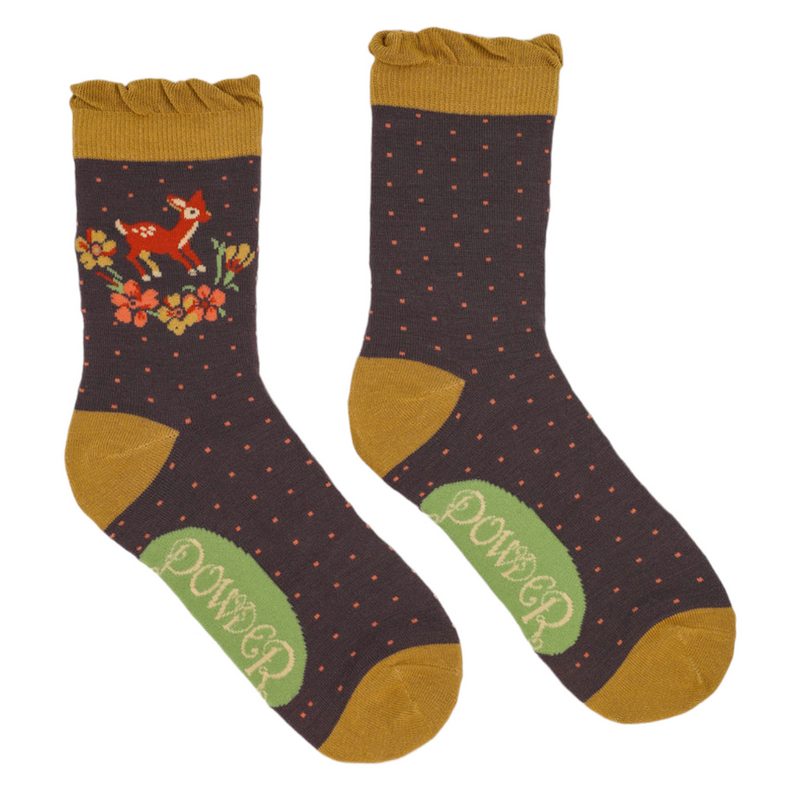Powder Designs Bamboo Socks Vintage Fawn Lilac SOC527 front and back
