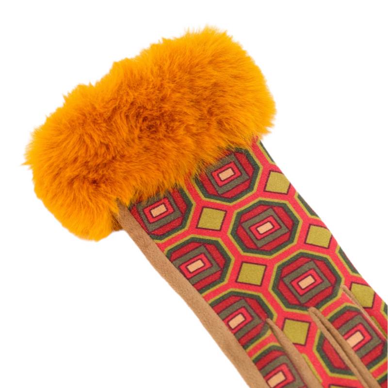 Powder Designs Bernadette Faux Suede Gloves Mustard Mosaic BER1 detail