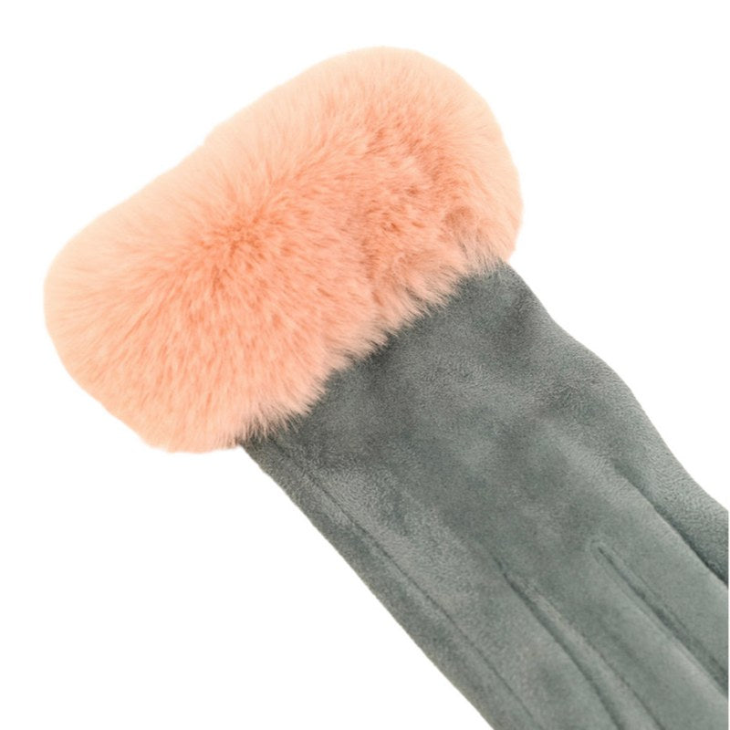 Powder Designs Bettina Faux Fur & Suede Gloves Denim & Petal BET42 detail