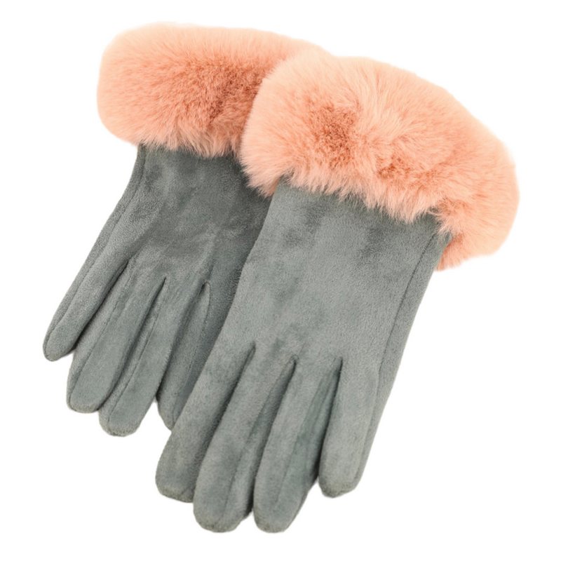 Powder Designs Bettina Faux Fur & Suede Gloves Denim & Petal BET42 main