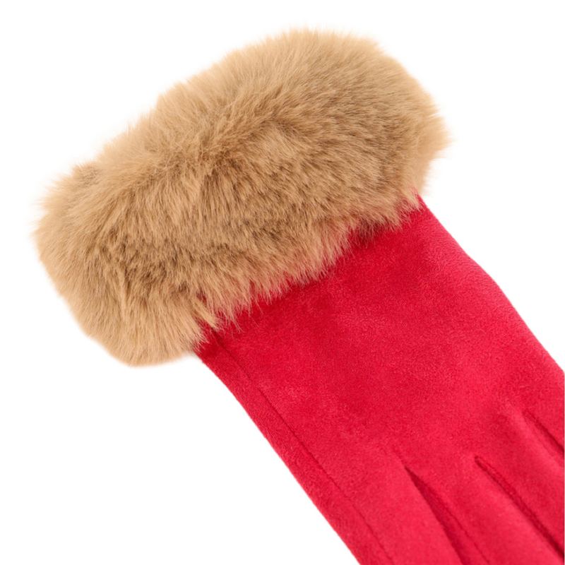 Powder Designs Bettina Faux Fur & Suede Gloves Fuchsia & Mist BET38 detail