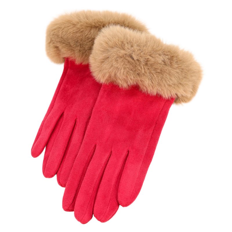 Powder Designs Bettina Faux Fur & Suede Gloves Fuchsia & Mist BET38 main