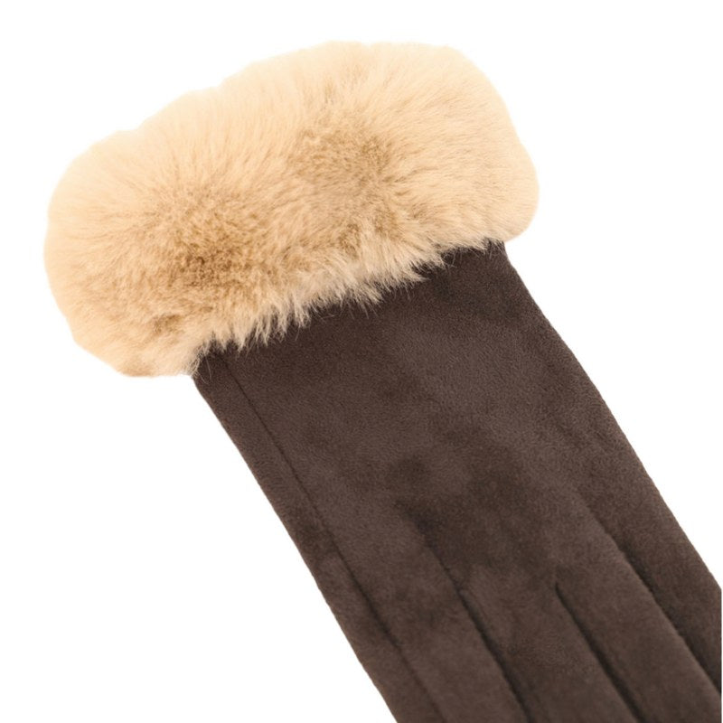 Powder Designs Bettina Faux Fur & Suede Gloves Slate & Pebble BET40 detail