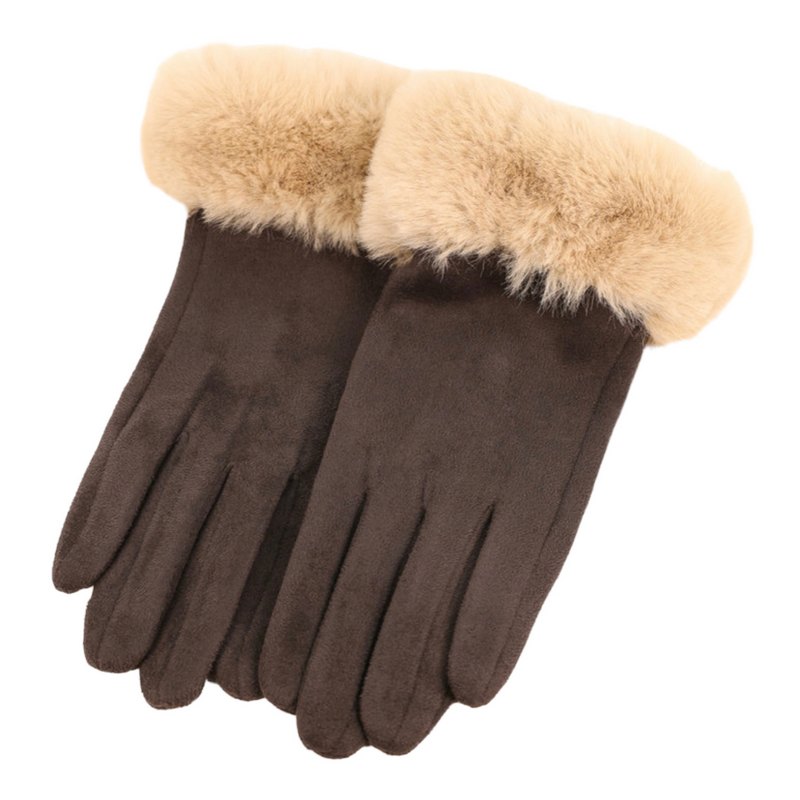 Powder Designs Bettina Faux Fur & Suede Gloves Slate & Pebble BET40 main
