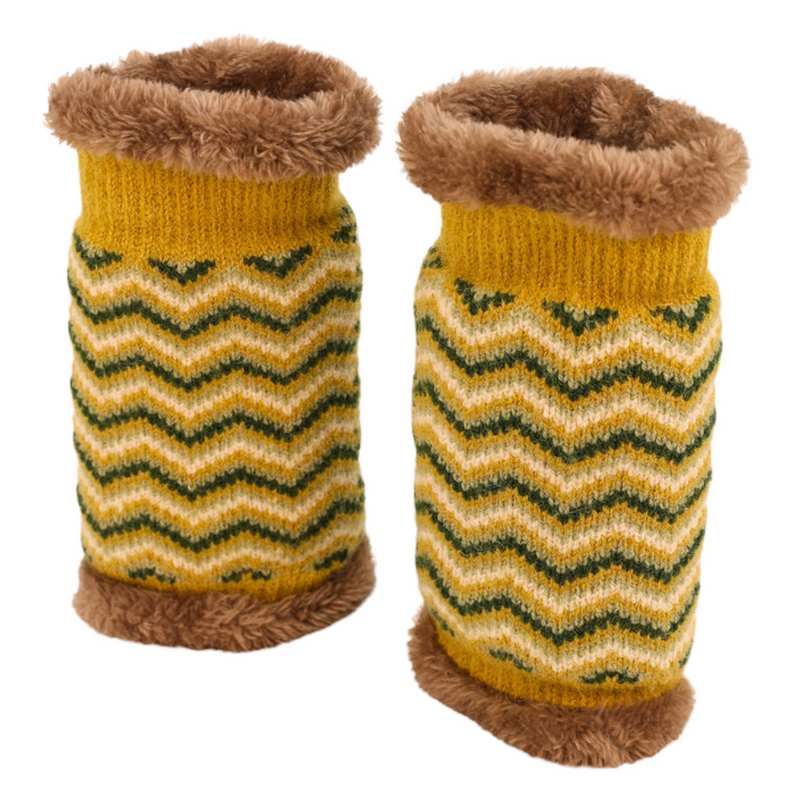Powder Designs Cosy Wrist Warmers Zig Zag Mustard COS99 main