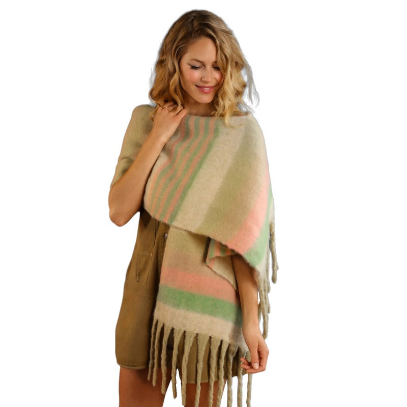 Powder Designs Enid Cosy Scarf Sage & Petal ENI1 on model