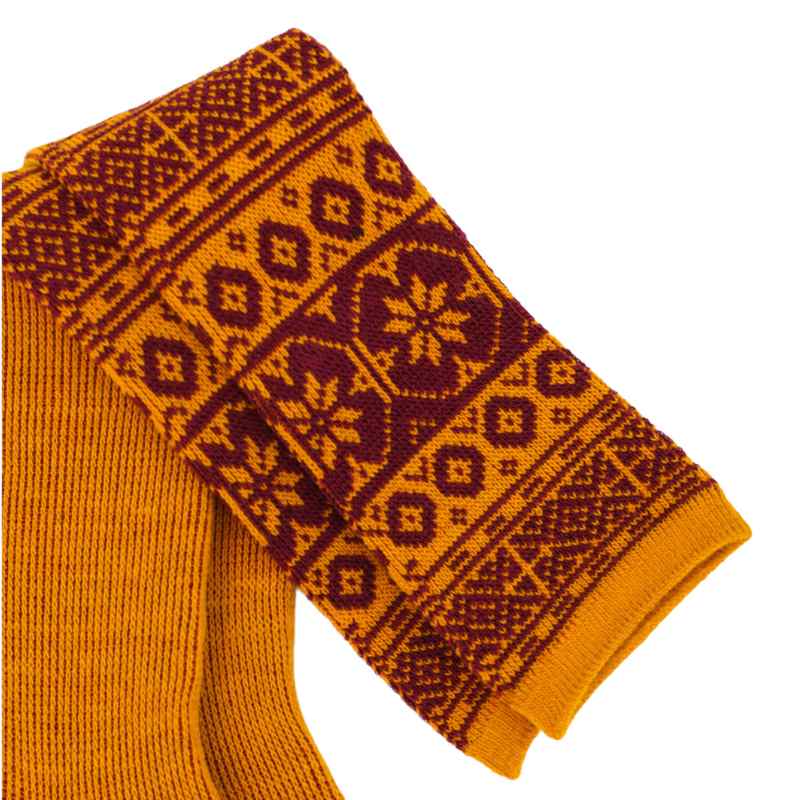 Powder Designs Fair Isle Boot Socks Star Mustard & Damson SOC561 detail