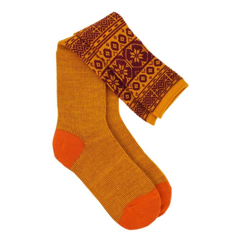 Powder Designs Fair Isle Boot Socks Star Mustard & Damson SOC561 main