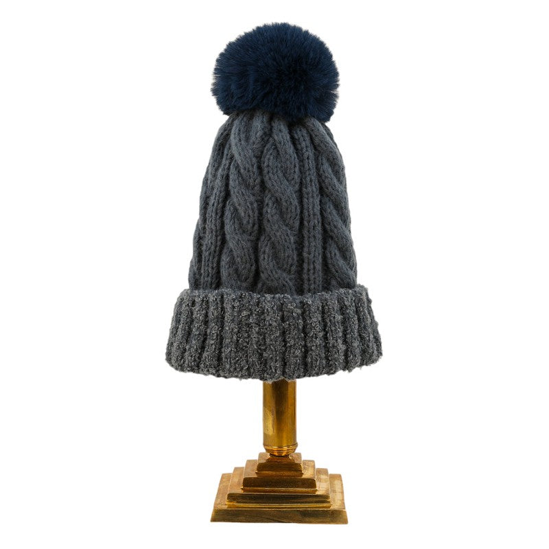 Powder Designs Freya Pompom Hat in Denim FRE9 on stand