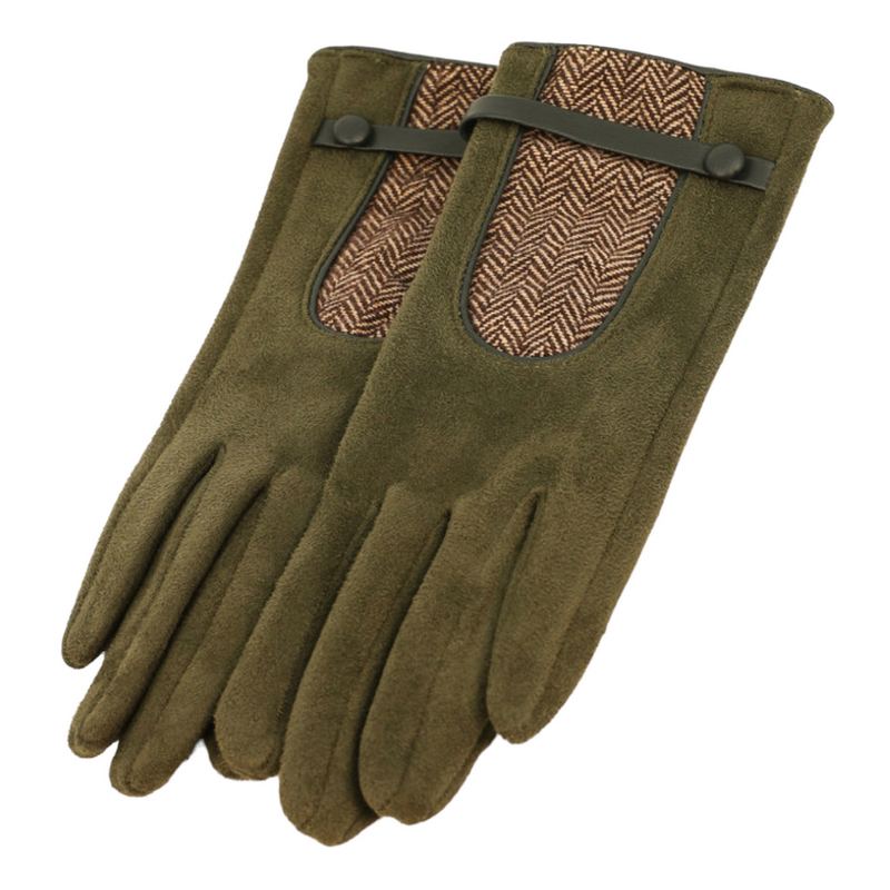 Powder Designs Genevive Faux Suede Driving Gloves Olive GEN11 main