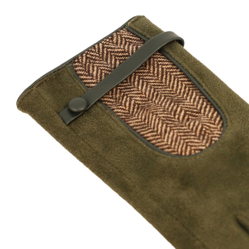 Powder Designs Genevive Faux Suede Driving Gloves Olive GEN11 detail