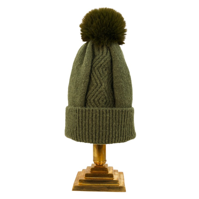 Powder Designs Ingrid Pompom Hat in Olive ING13 main
