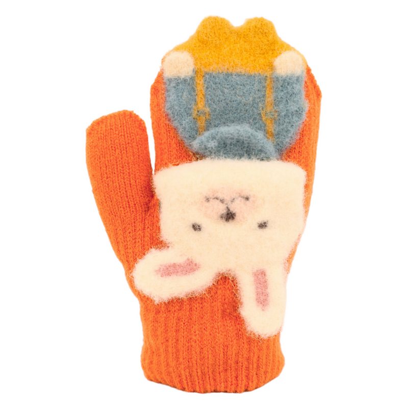 Powder Designs Kid's Powder Pal Mittens Tangerine Bunny PPM6 detail