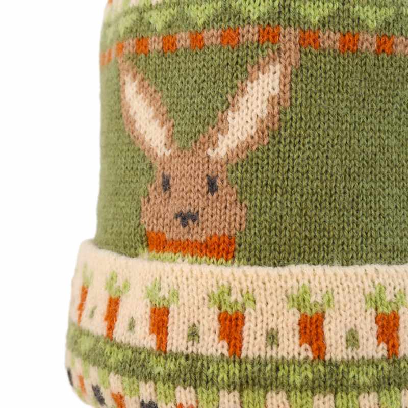 Powder Designs Kids Cosy Knitted Hat Bunny & Carrot COS97 detail