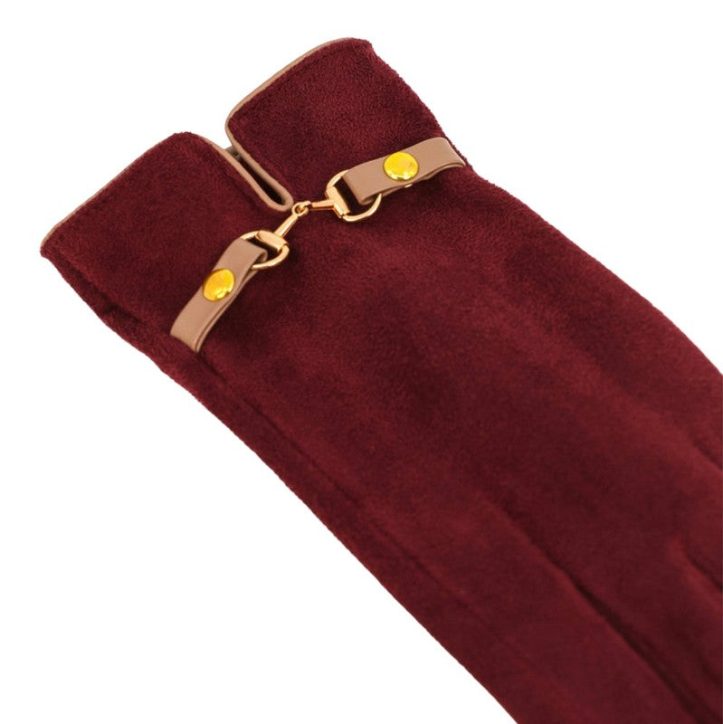 Powder Designs Kylie Faux Suede Gloves Damson KYL1 detail