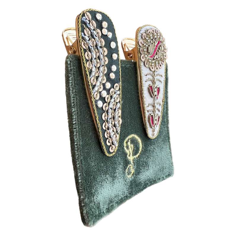 Powder Designs Sunrise Jewelled Hair Clips Fern & Petal JEW13 side