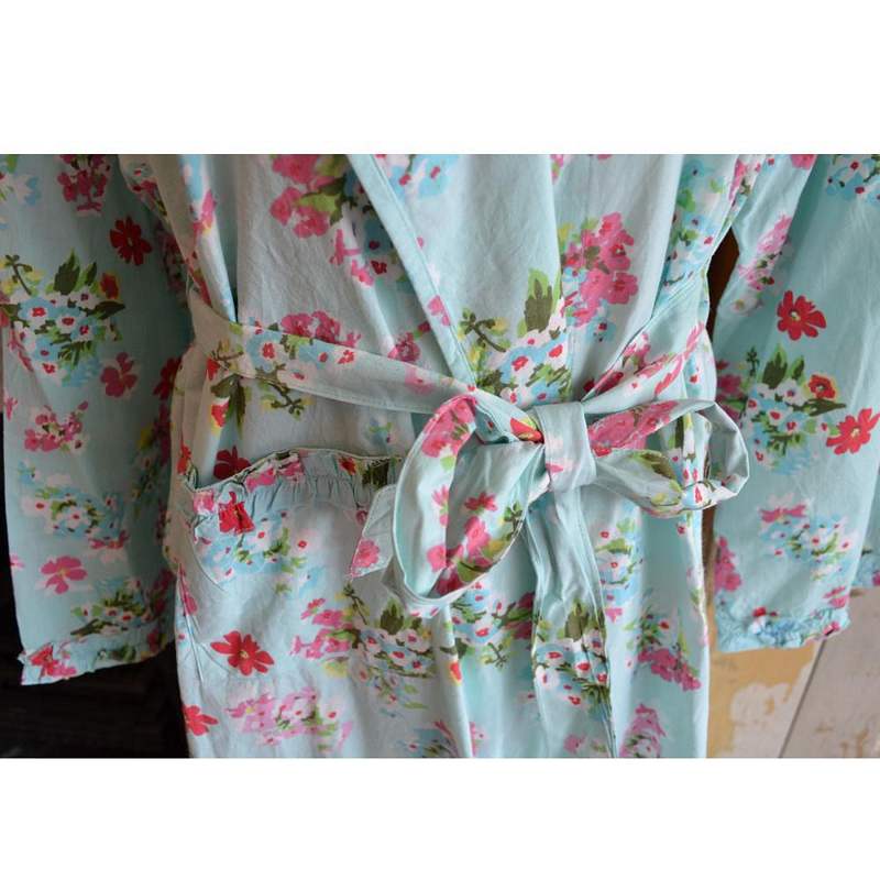 Powell Craft Blue Floral Ladies Dressing Gown SN183DG detail