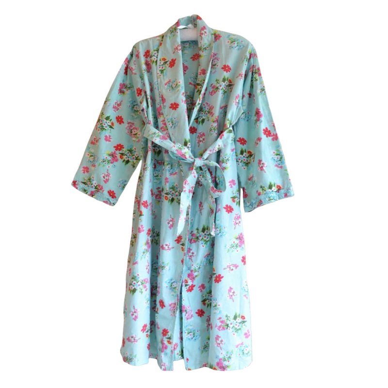 Powell Craft Blue Floral Ladies Dressing Gown SN183DG front