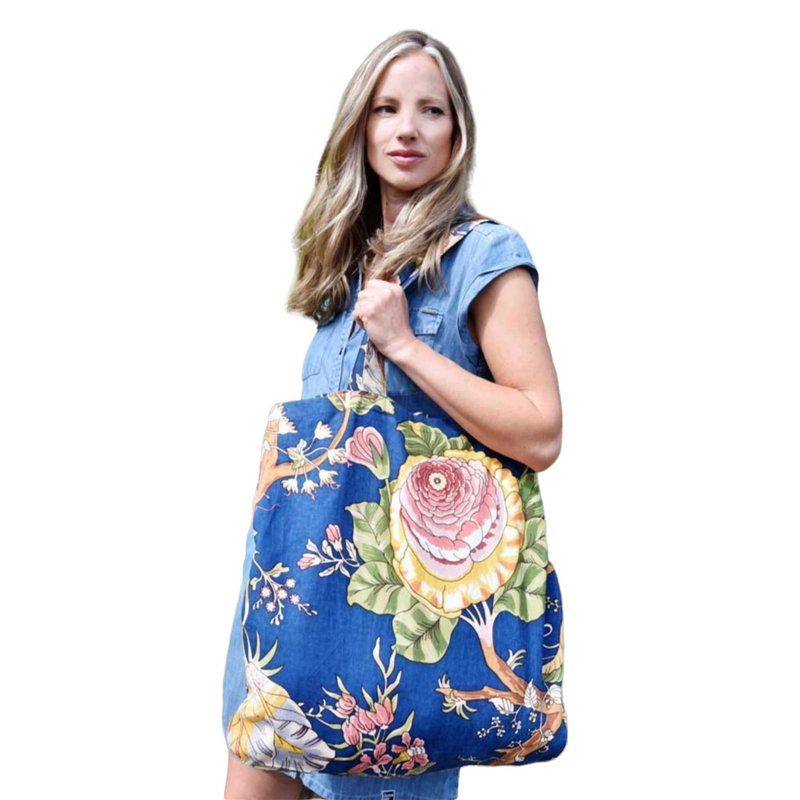 Blue Carnation Cotton Canvas Tote Bag