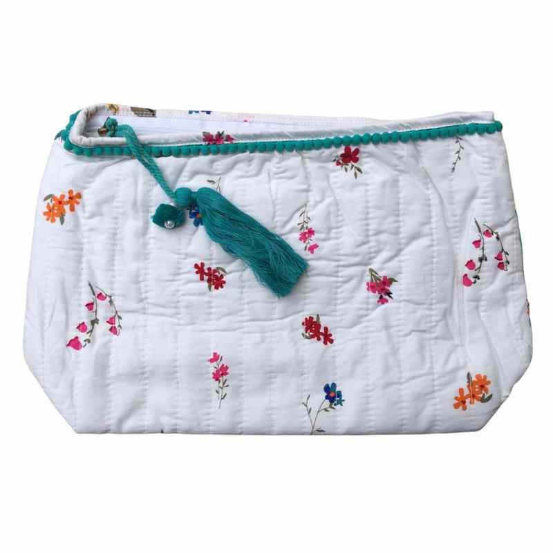 Powell Craft Floral Poppy Large Quilted Wash Bag QWB161 back