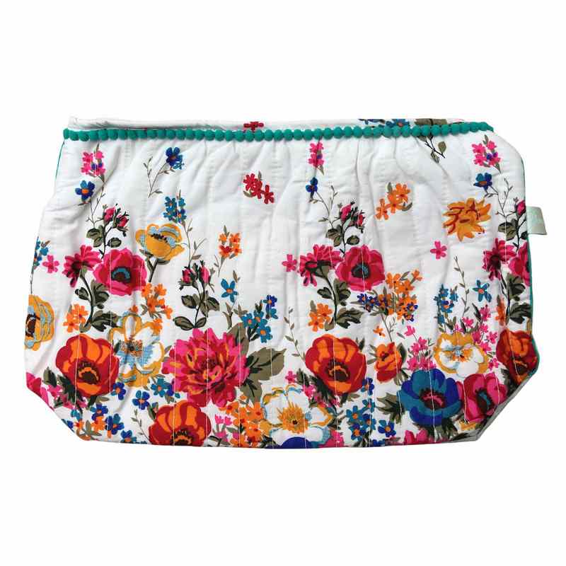 Powell Craft Floral Poppy Large Quilted Wash Bag QWB161 front