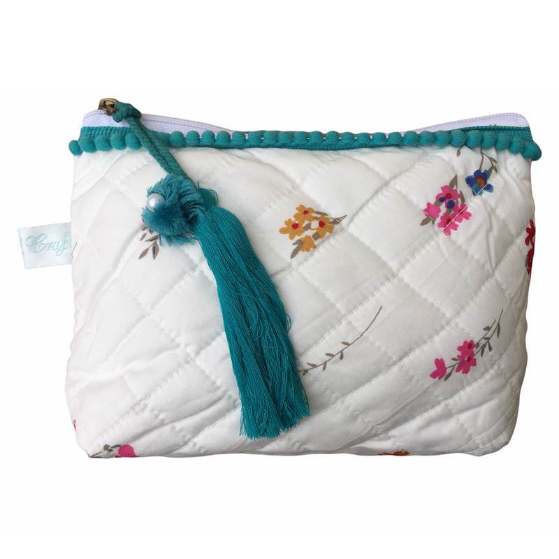 Powell Craft Floral Poppy Quilted Make Up Bag QMB161 back