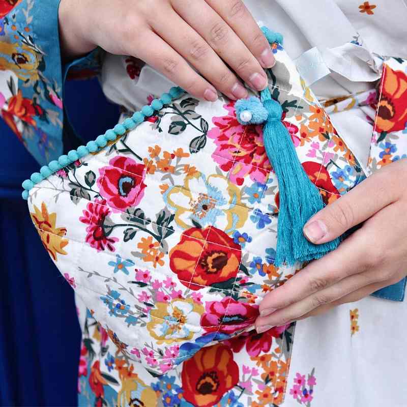 Powell Craft Floral Poppy Quilted Make Up Bag QMB161 lifestyle