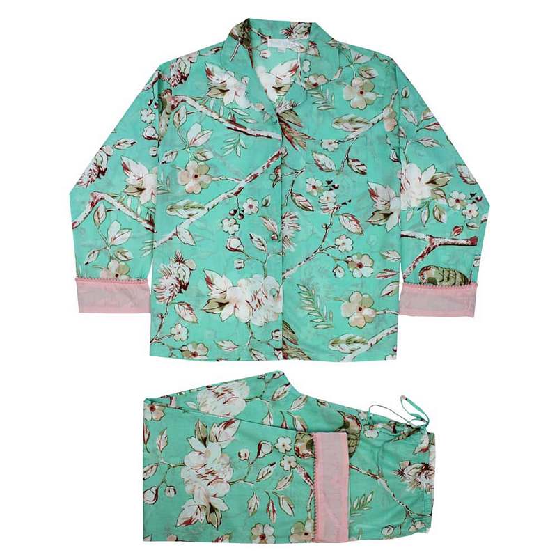 Powell Craft Mint Blossom Print Ladies Pyjamas SN32 front