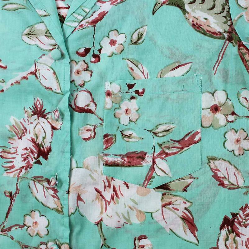 Powell Craft Mint Blossom Print Ladies Pyjamas SN32 pocket detail
