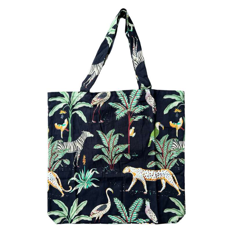 Powell Craft Safari At Night Cotton Canvas Tote Bag CTB419 front
