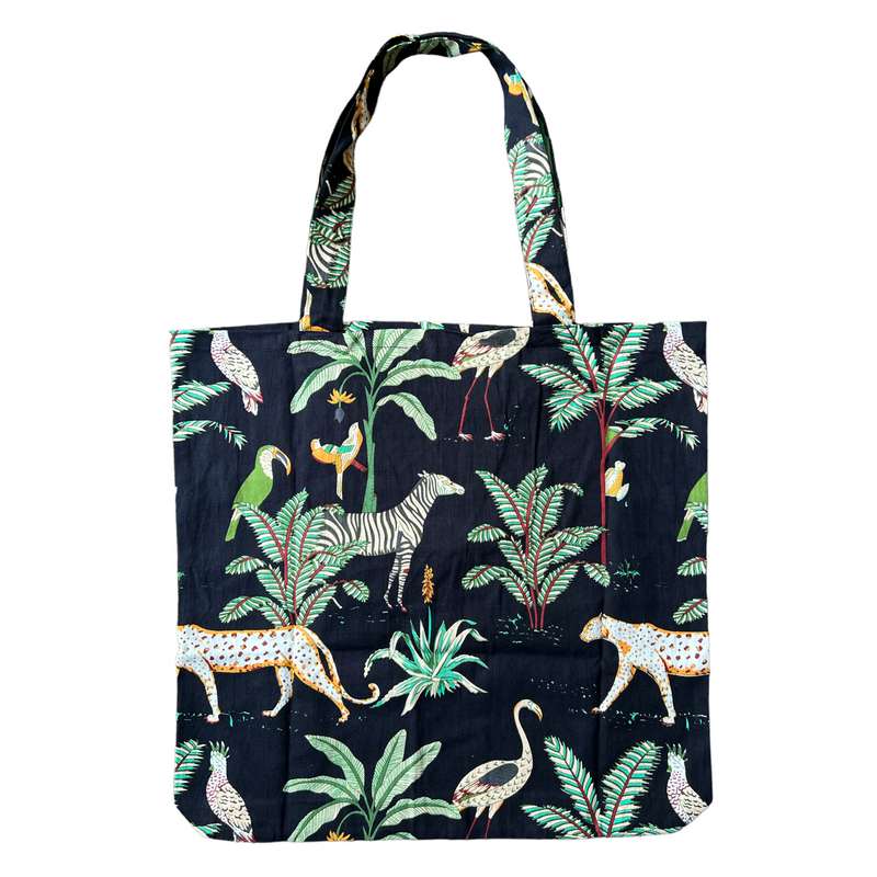 Powell Craft Safari At Night Cotton Canvas Tote Bag CTB419 rear