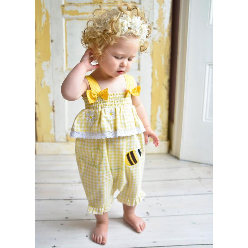 Powell Craft Bumblebee Lemon Romper SN340 on toddler