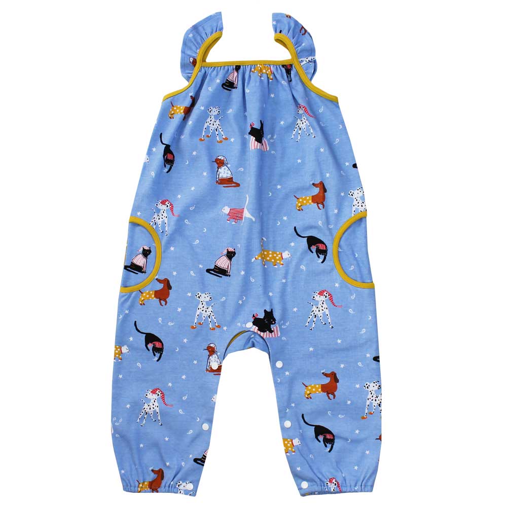 Powell Craft Cats & Dogs Print Playsuit with Frill Strap CD10 front