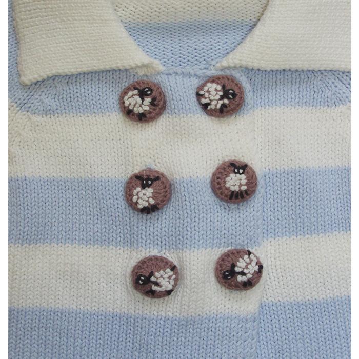 Powell Craft Farmyard Pram Coat HKFY7 buttons detail