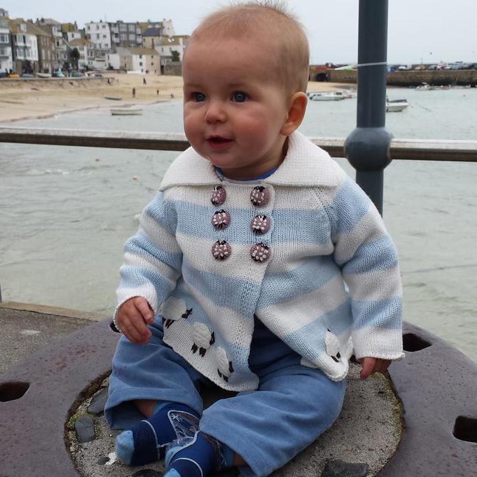 Powell Craft Farmyard Pram Coat HKFY7 on baby