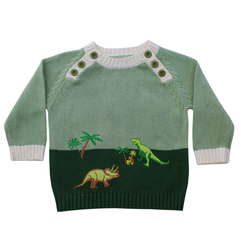 Powell Craft Hand-knitted Dinosaur Jumper