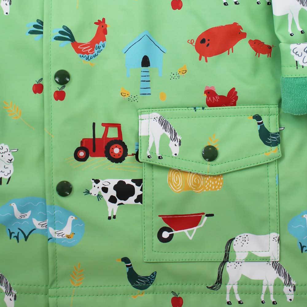 Powell Craft On The Farm Print Rain Coat RMFM print detail