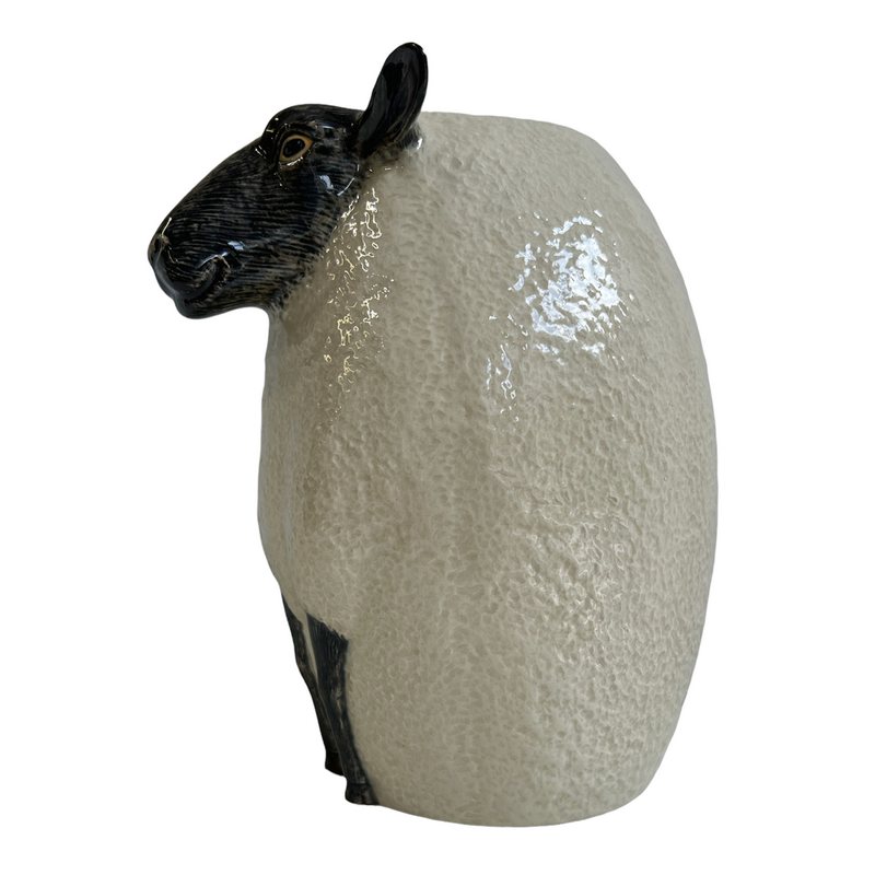 Quail Ceramics Black Face Suffolk Sheep Flower Vase Large left side