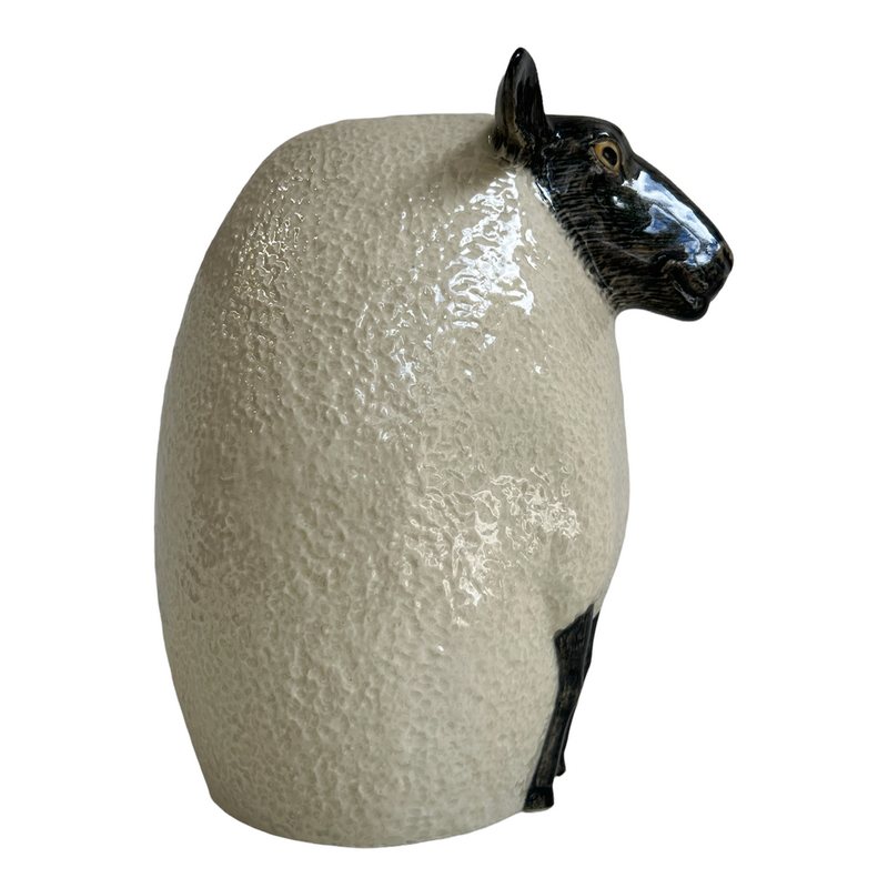 Quail Ceramics Black Face Suffolk Sheep Flower Vase Large right side