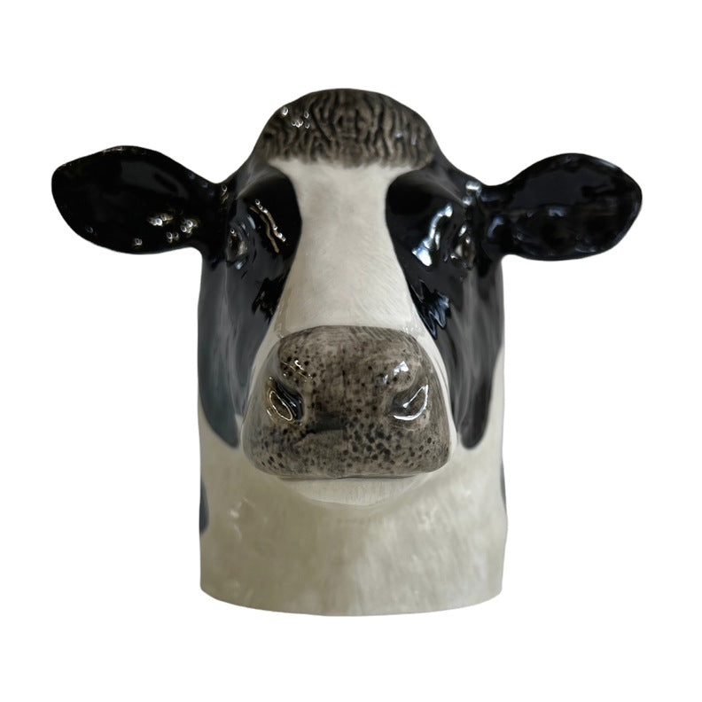 Quail Ceramics Friesian Cow Hand-painted Pencil Pot front