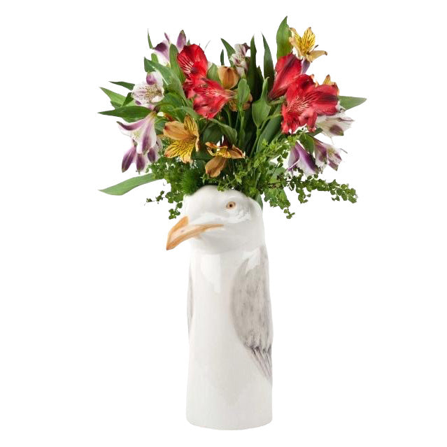 Quail Ceramics Herring Gull Flower Vase Large with flowers
