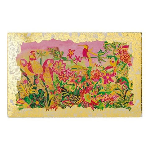 Rainforest Vibes Postcard Dark Chocolate with Strawberry Pieces and Basil front
