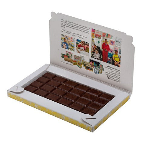 Rainforest Vibes Postcard Dark Chocolate with Strawberry Pieces and Basil open