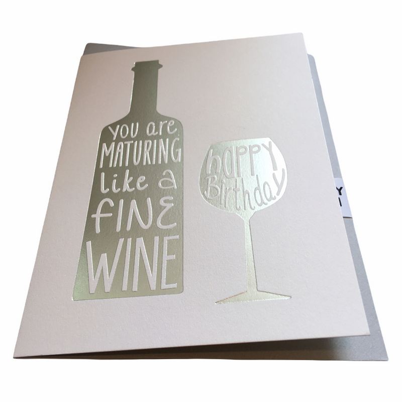 Raspberry Blossom Greetings Card Happy Birthday You Are Maturing Like A Fine Wine SAC021 angled