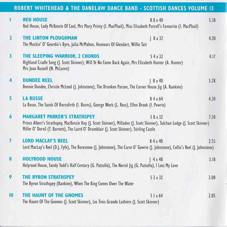 Robert Whitehead & The Danelaw Dance Band - Scottish Dances Volume 13 CD track details 1