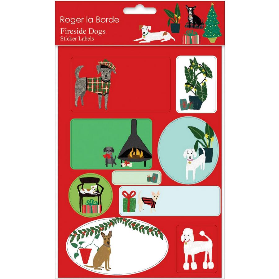 Fireside Dogs Sticker Labels Sheets