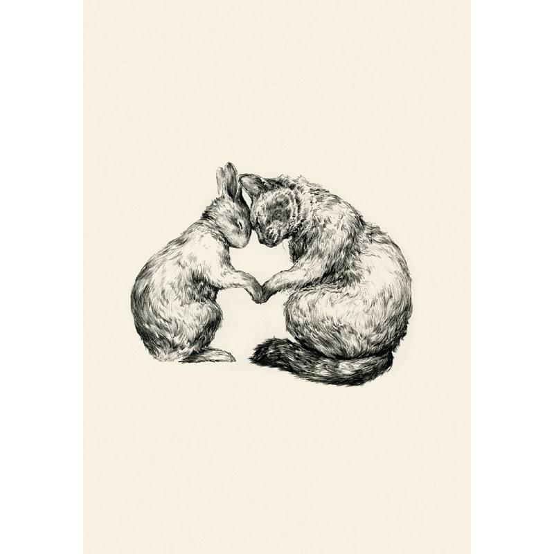 Roger La Borde Greetings Card Cat And Rabbit GCN309 front