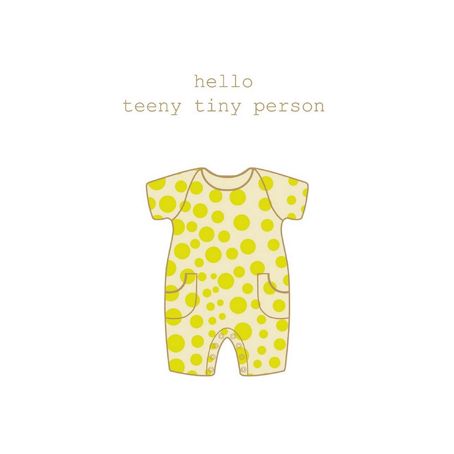 Roger La Borde Hello Teeny Tiny Person Lime Spot Baby Grow GCN285