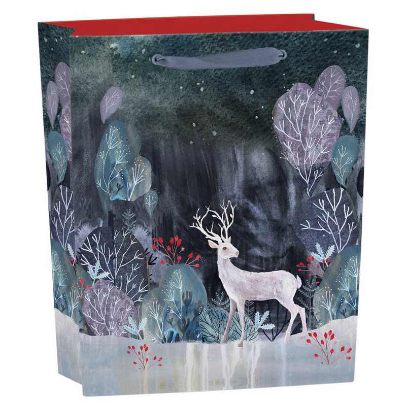 Roger La Borde Silver Stag Large Christmas Gift Bag BGX381 front